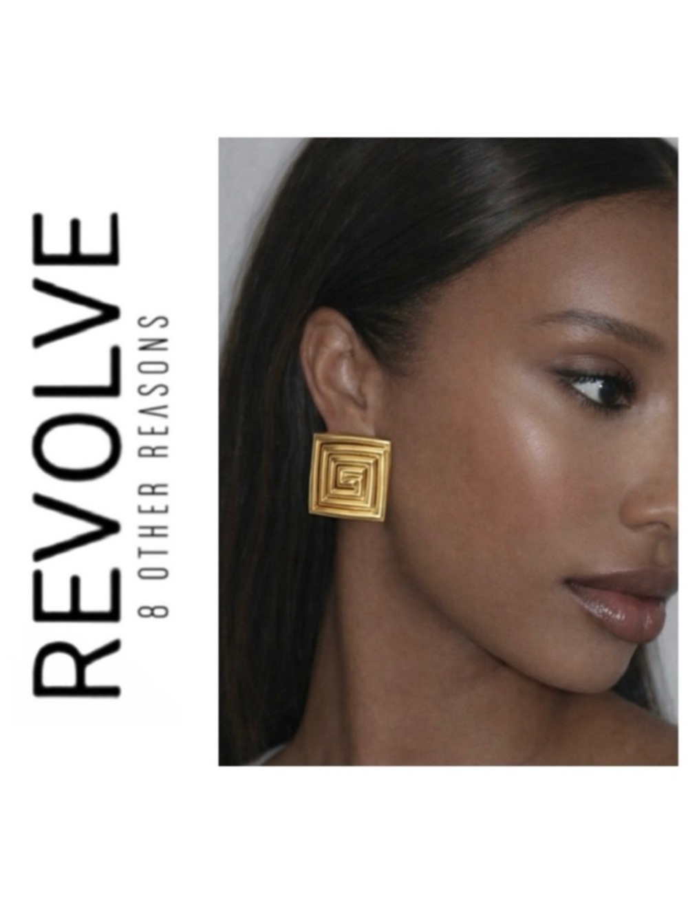NWT Revolve x 8 Other Reasons Gold Square Stud Statement Earrings